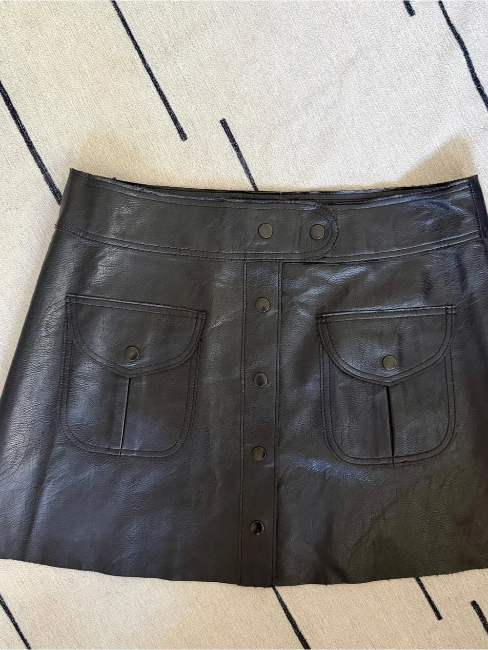 Zara Black Faux Leather Button-Front Mini Skirt